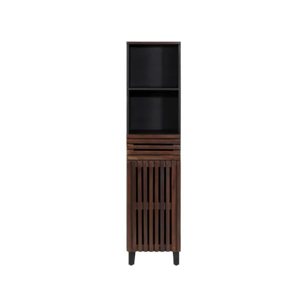 Colonne de Salle de Bain 1 Porte 1 Tiroir Manguier Massif Marron Armoire Salle de Bain