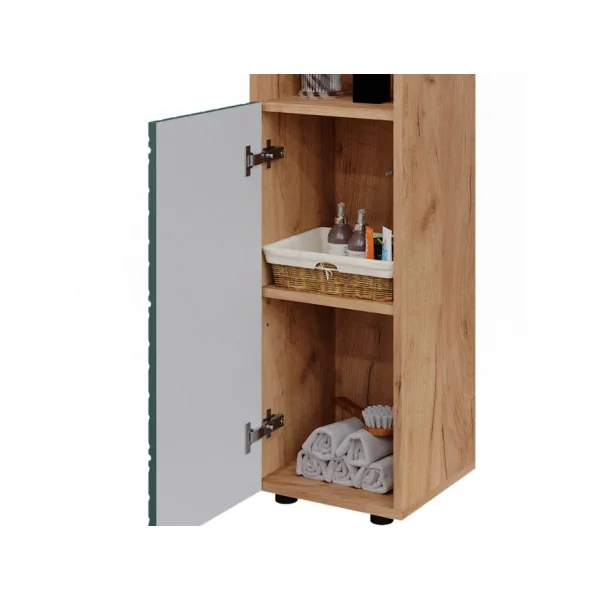 Colonne de Salle de Bain 1 Porte Chêne et Vert Armoire Basse Salle de Bain