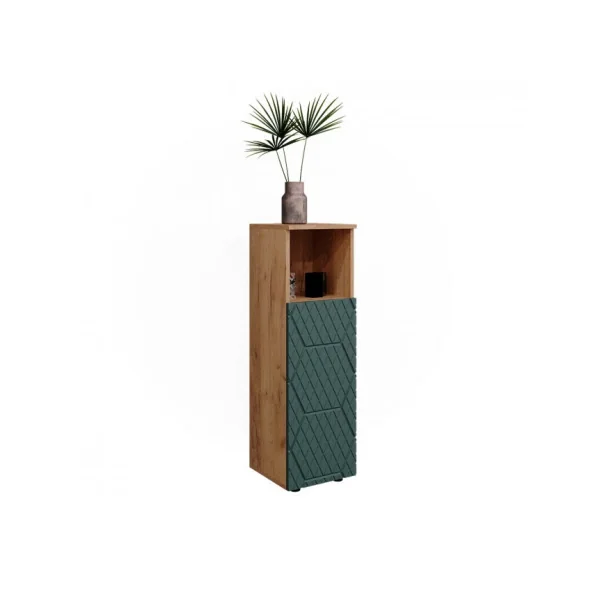 Colonne de Salle de Bain 1 Porte Chêne et Vert Armoire Basse Salle de Bain