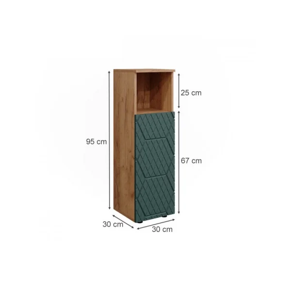 Colonne de Salle de Bain 1 Porte Chêne et Vert Armoire Basse Salle de Bain