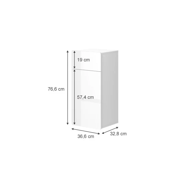 Colonne de Salle de Bain Blanc Brillant Armoire Basse Salle de bain Meuble de Rangement