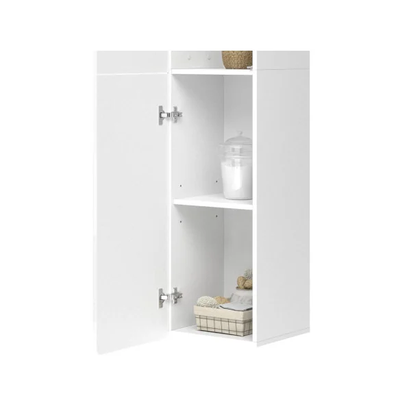 Colonne de Salle de Bain Blanc Brillant Armoire Haute Salle de bain Meuble de Rangement