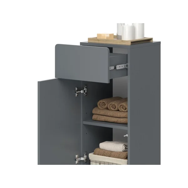 Colonne de Salle de Bain Gris Armoire Basse Salle de bain Meuble de Rangement