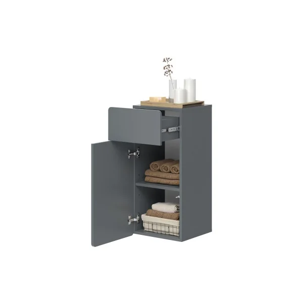 Colonne de Salle de Bain Gris Armoire Basse Salle de bain Meuble de Rangement