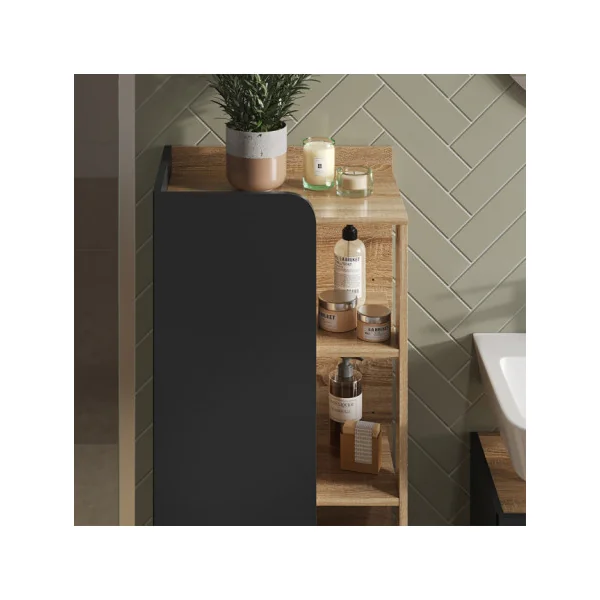 Colonne Salle de bain Chêne et Anthracite Colonne Moderne Meuble rangement Salle de bain