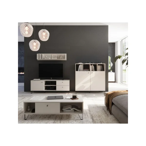 Commode 2 Placards 4 Compartiments de Rangement Commode Chambre Salon Meuble de Rangement