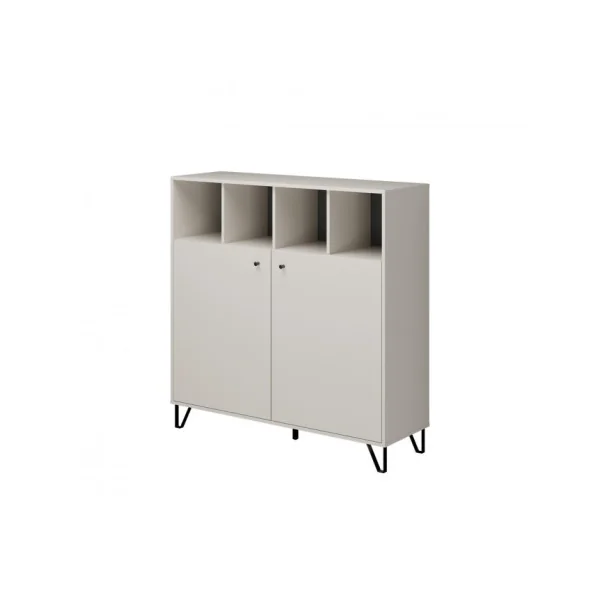 Commode 2 Placards 4 Compartiments de Rangement Commode Chambre Salon Meuble de Rangement