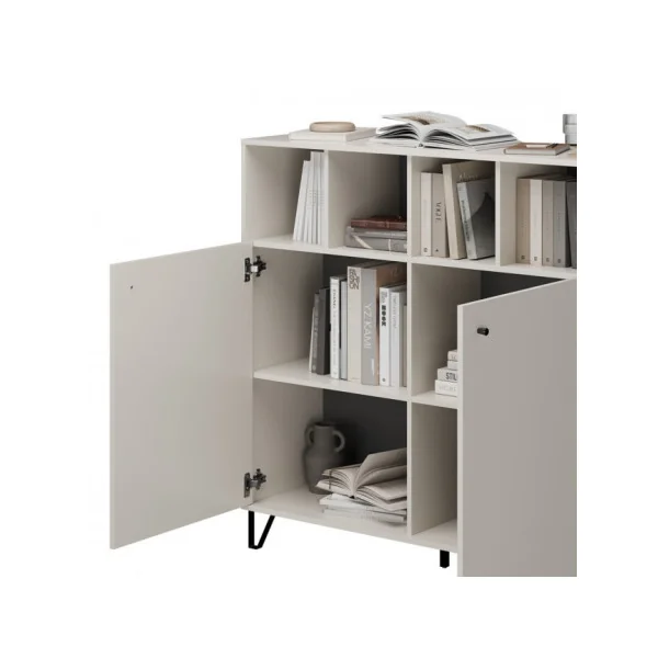 Commode 2 Placards 4 Compartiments de Rangement Commode Chambre Salon Meuble de Rangement