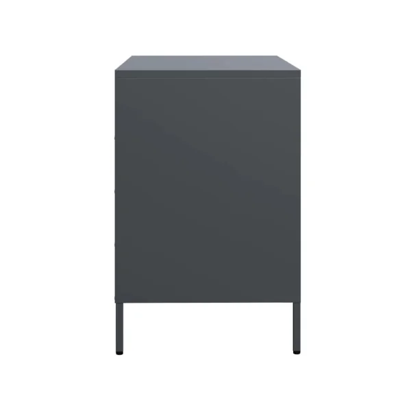 Commode 3 Tiroirs Anthracite Acier Chambre Salon Meuble de Rangement