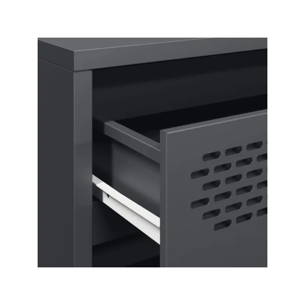 Commode 3 Tiroirs Anthracite Acier Chambre Salon Meuble de Rangement