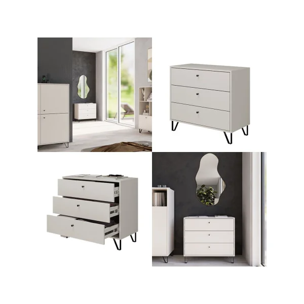 Commode 3 Tiroirs de Rangement Commode Chambre Salon Meuble de Rangement