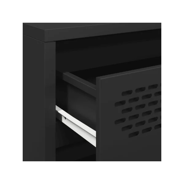 Commode 3 Tiroirs Noir Acier Chambre Salon Meuble de Rangement