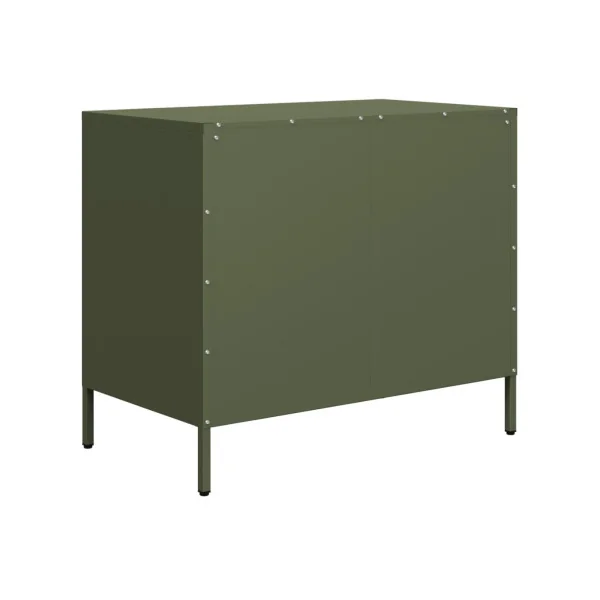 Commode 3 Tiroirs Vert Olive Acier Chambre Salon Meuble de Rangement