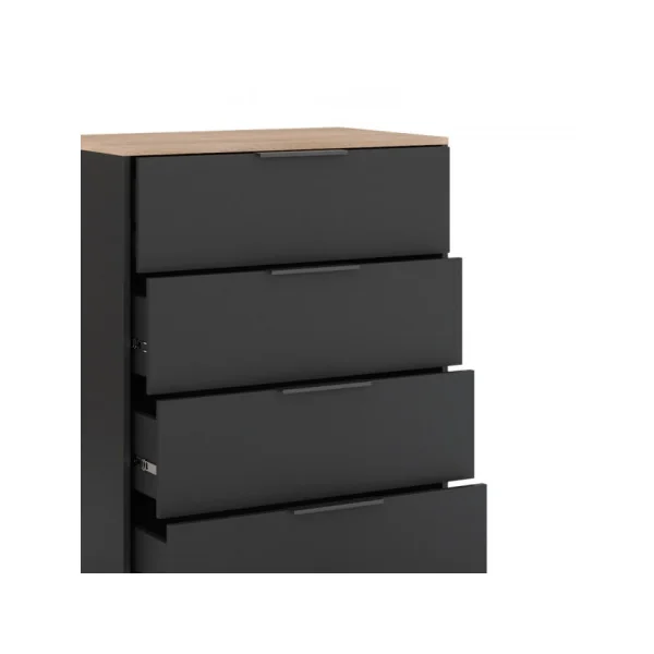 Commode 4 Tiroirs Chêne Anthracite Commode Moderne Commode Salon Commode Chambre