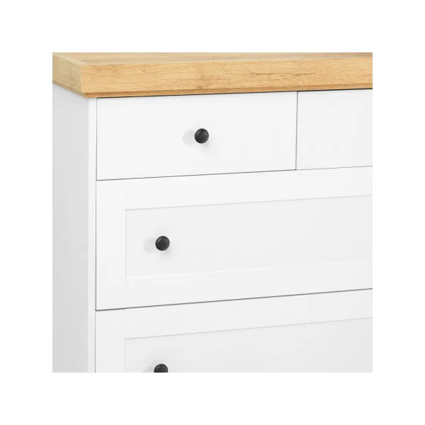 Commode 4 tiroirs commode salon blanche commode chambre en pin massif blanc avec plateau bois