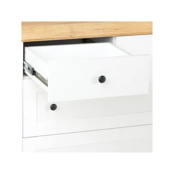 Commode 4 tiroirs commode salon blanche commode chambre en pin massif blanc avec plateau bois