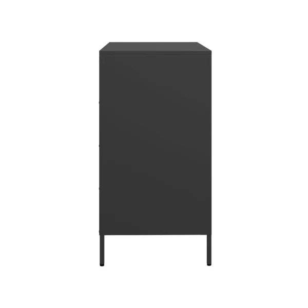 Commode 4 Tiroirs Noir Acier Chambre Salon Meuble de Rangement