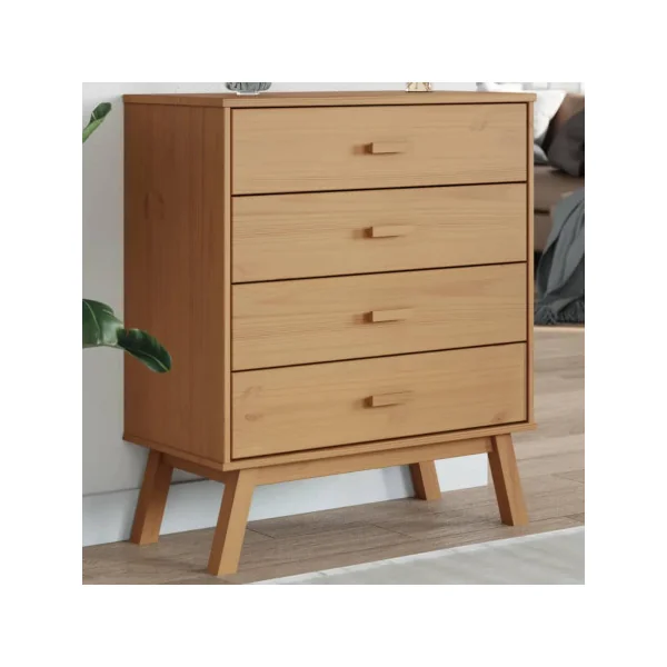 Commode 4 tiroirs Pin Massif Commode Salon Meuble Rangement Chambre Armoire à tiroirs