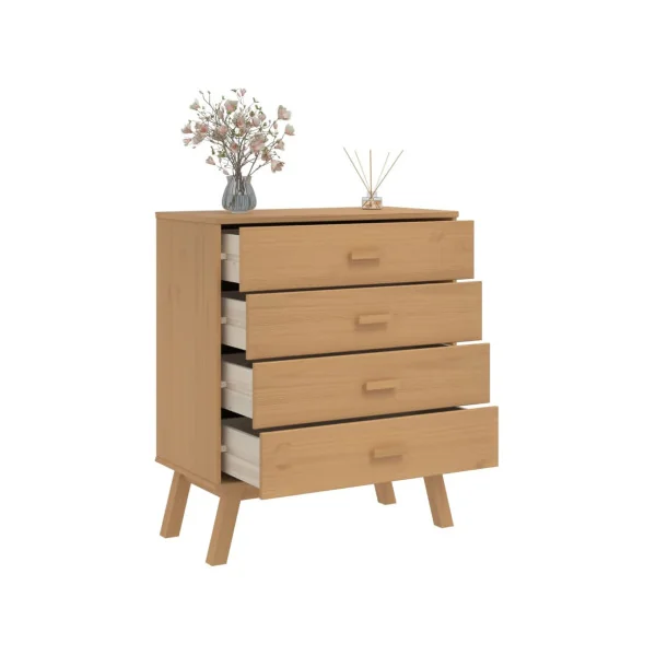 Commode 4 tiroirs Pin Massif Commode Salon Meuble Rangement Chambre Armoire à tiroirs