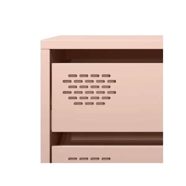 Commode 4 Tiroirs Rose Acier Chambre Salon Meuble de Rangement