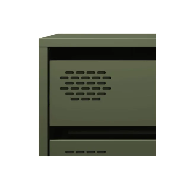 Commode 4 Tiroirs Vert Olive Acier Chambre Salon Meuble de Rangement