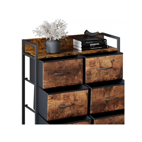 Commode 6 Tiroirs Chêne Rustique Commode Rangement Industrielle Chambre Salon