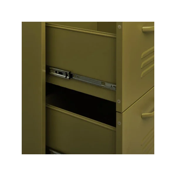 Commode 6 Tiroirs Métal Vert Olive Armoire à Tiroirs en Acier