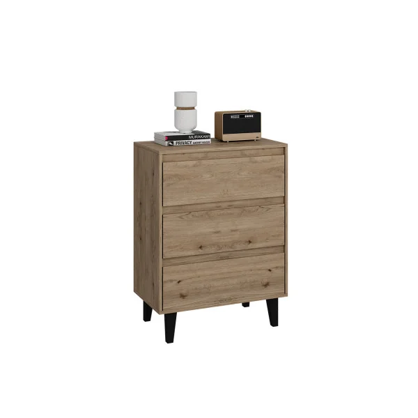 Commode 70 cm 3 Tiroirs Chêne Commode de Salon Moderne Commode Chambre