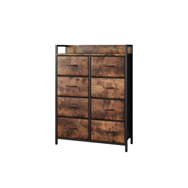 Commode 8 Tiroirs Chêne Rustique Commode Rangement Industrielle Chambre Salon