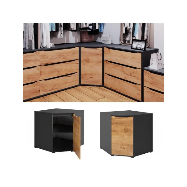 Commode Angle Anthracite Chêne avec Placards Commode d'Angle Moderne Commode Salon Commode Chambre