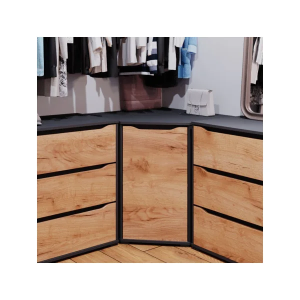 Commode Angle Anthracite Chêne avec Placards Commode d'Angle Moderne Commode Salon Commode Chambre