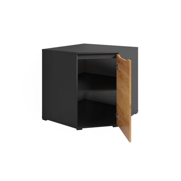 Commode Angle Anthracite Chêne avec Placards Commode d'Angle Moderne Commode Salon Commode Chambre