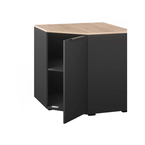 Commode Angle Chêne Anthracite avec Placards Commode d'Angle Moderne Commode Salon Commode Chambre