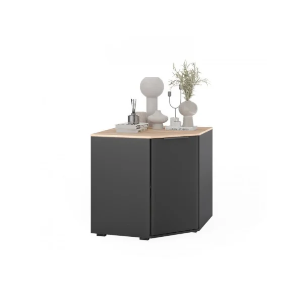 Commode Angle Chêne Anthracite avec Placards Commode d'Angle Moderne Commode Salon Commode Chambre
