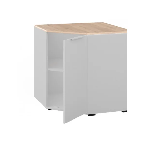 Commode Angle Chêne Blanche avec Placards Commode d'Angle Moderne Commode Salon Commode Chambre