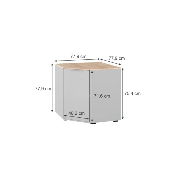 Commode Angle Chêne Blanche avec Placards Commode d'Angle Moderne Commode Salon Commode Chambre