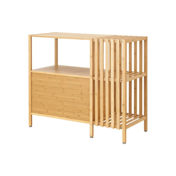Commode Basse en Bambou 2 Portes avec Etagère Armoire Basse Bambou