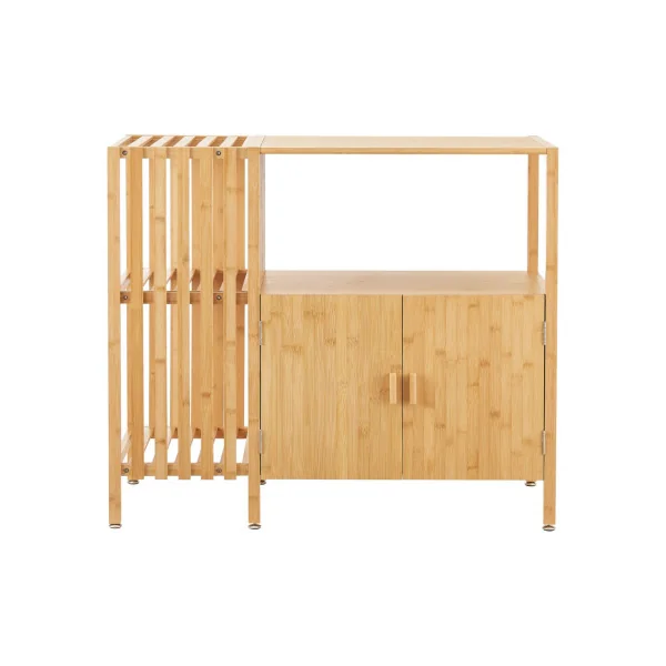 Commode Basse en Bambou 2 Portes avec Etagère Armoire Basse Bambou