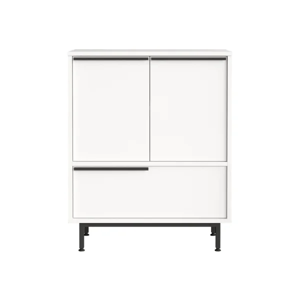 Commode Blanche et Noir avec Placard Rangement Salon Chambre Meuble Cuisine