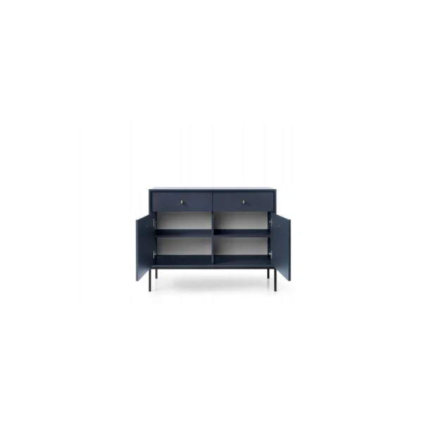 Commode Bleu 2 Tiroirs 2 Placard Commode de salon Moderne Commode Chambre Tendance