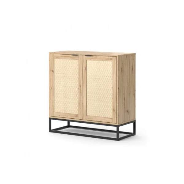 Commode Chêne 2 Portes Pied Métal Commode de Salon Commode Chambre Industrielle