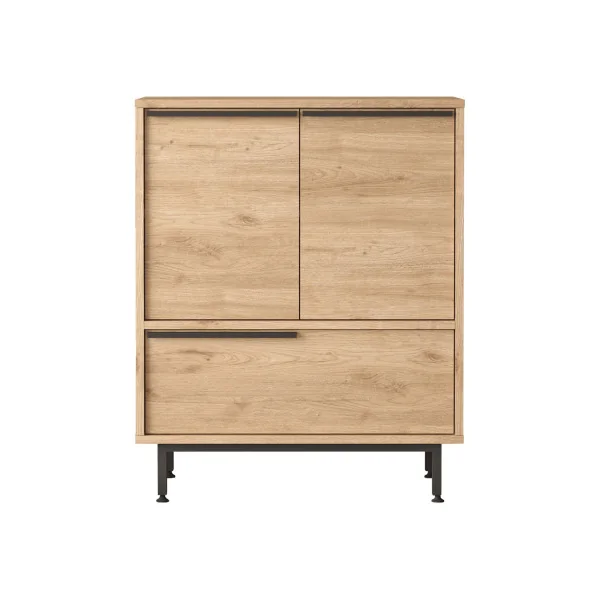 Commode Chêne et Noir avec Placard Rangement Salon Chambre Meuble Cuisine