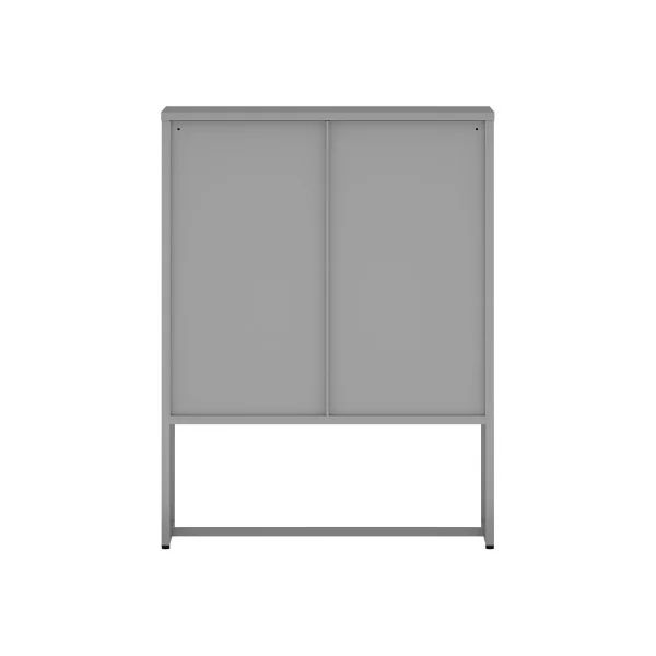 Commode en Métal Grise 3 Tiroirs Meuble de Rangement Chambre en Acier Armoire Basse Salon