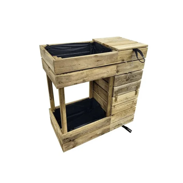 Composteur en Pin Massif 70L avec 2 Bacs à Fleurs Composteur en Bois Composteur de Jardin Déchets Organiques