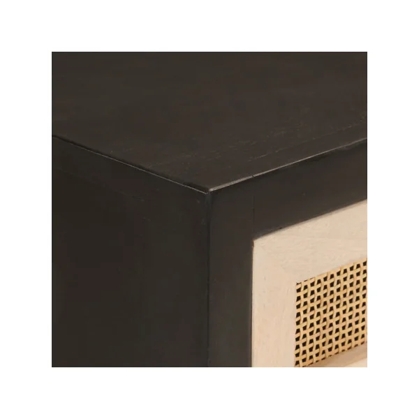 Console 2 Tiroirs Bois Massif Manguier Noir sur Ossature Fer Console Entrée