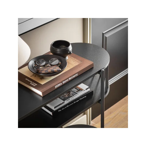 Console 3 Niveaux Table D'entrée 110 cm Noir avec Pieds Métal Meuble de Salon