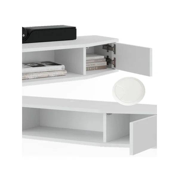 Console Blanche 110 cm 2 Portes Meuble d'Entrée Moderne Console d'Entrée
