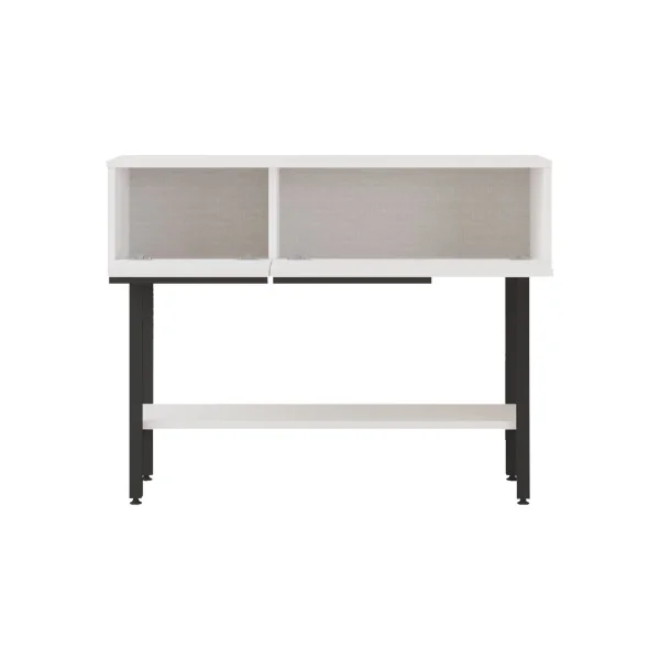 Console Blanche et Noir Tendance Support Métal Table d'Entrée Console de Salon 2 Tiroirs