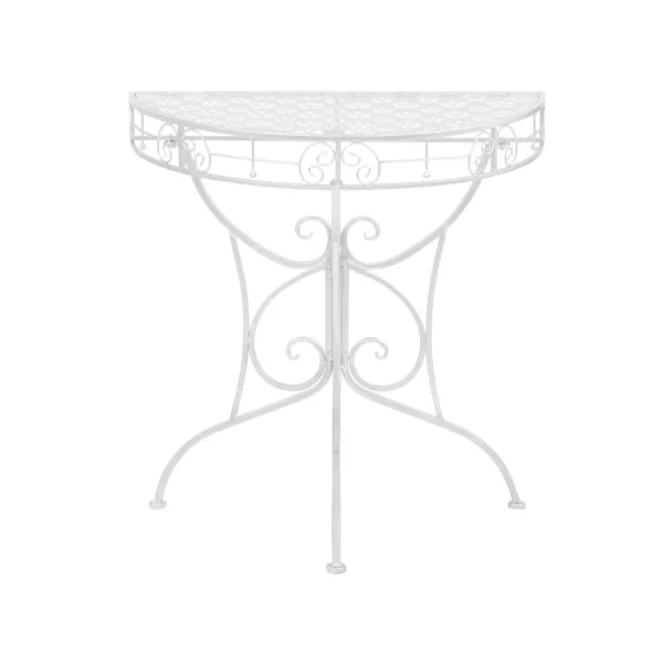 Console Demi Ronde Métal Argenté Table d'Entrée Console en Acier