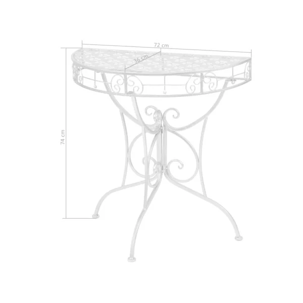 Console Demi Ronde Métal Argenté Table d'Entrée Console en Acier